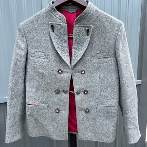 Bavaria Loden Vintage Wool Hunting Riding Jacket Gray pink women’s size Small